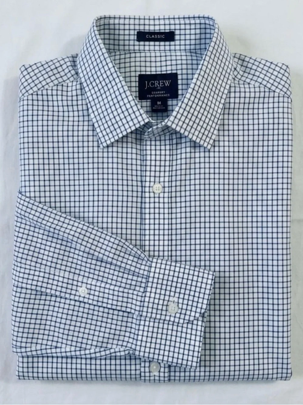 J.Crew Bowery Performance Dress Shirt Men's M Medium Classic Fit Blue Check